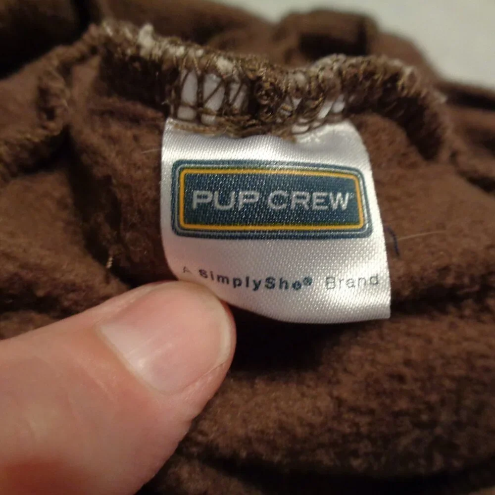 Pup Crew Dog or Cat Brown Hoodie with Bone Size Medium